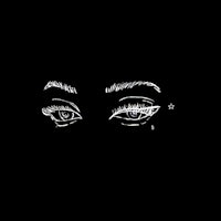 a black and white drawing of a woman's eyes